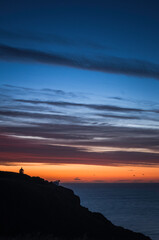 St Abbs Head lighthouse sunset and sunrise, Scotland