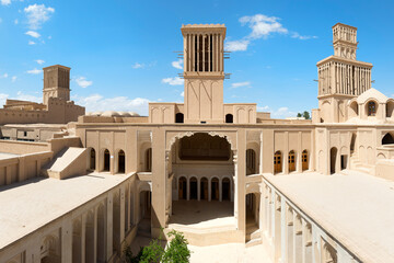 Fototapeta premium Aghazadeh Mansion courtyard and wind catcher, Abarkook, Yazd Province, Iran
