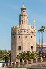 Fototapeta na wymiar Torre del Oro (Tour d'or) au bord de la rivière Guadalquivir, Séville, Espagne