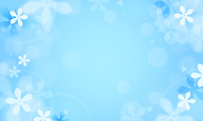 Fototapeta na wymiar Jasmine flowers background vector illustration. Beautiful blue bokeh background