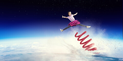 Obraz na płótnie Canvas Kids jumping in the sky