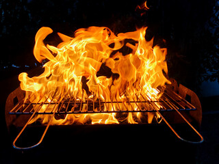 Falò, grill, carbone in fiamma