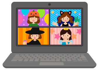 リモートハロウィンパーティーのパソコン画面