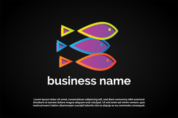 Obraz premium Three Colorful Fish Logo Template