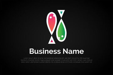 Obraz premium Colorful Twin Fish Logo Template