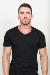 Fototapeta premium Portrait of handsome bearded man against white background