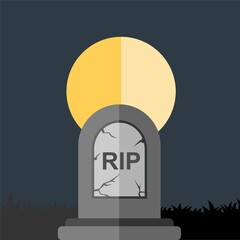 RIP Cemetery with Full Moon Night Sky Halloween Vector Element