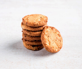 Freshly baked cookies with raisins and cashew nuts