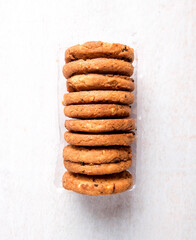 Freshly baked cookies with raisins and cashew nuts