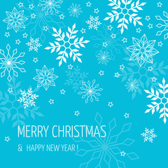 Fototapeta na wymiar Christmas greeting poster with snowflakes . Letters.