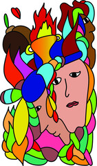 man and woman abstract art