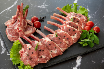 raw meat on a black background