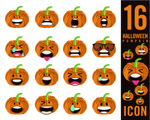Set of Halloween scary pumpkins