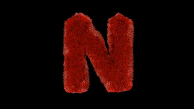 Fluffy hair fur text typography with alpha channel N
