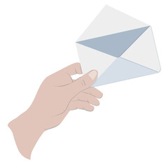 Hand holding envelope. Isolated vector illustration. Trandy modern flat style illustration for web, app, banner design and print.
