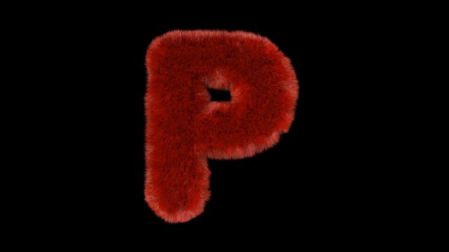 Fluffy hair fur text typography with alpha channel P