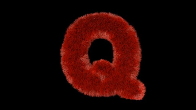 Fluffy hair fur text typography with alpha channel Q