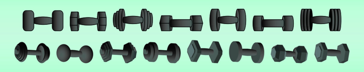 dumbell equipment icons set. vector illustration