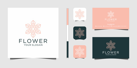 Beauty flower logo and business card design illustration. beauty, fashion, salon, spa, yoga
