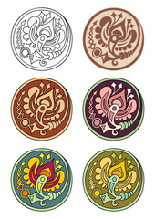 Vector set of circles with floral elements