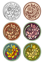 Vector set of circles with floral elements