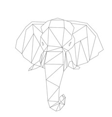 simple vector line art of elephant head 