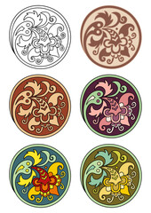Vector set of circles with floral elements