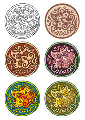 Vector set of circles with floral elements