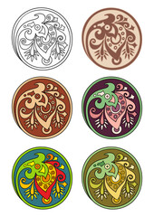 Vector set of circles with floral elements