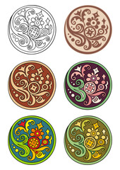 Vector set of circles with floral elements