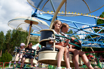 Family trip in amusement park Finland.