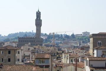 Fototapeta na wymiar Florence, Italy: aerial view of the city centre and Palazzo Vecchio