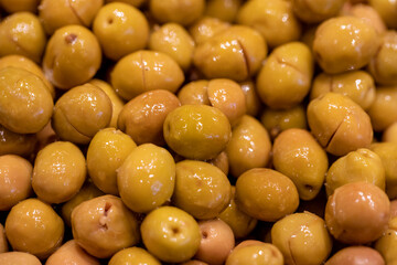 olives ready for sale on the counter