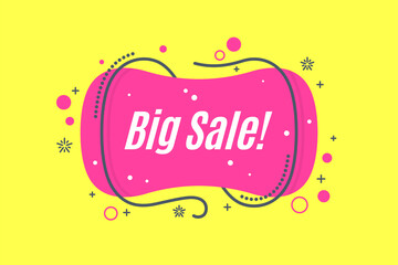 Flat linear promotion banner shape, price tag, sticker, badge