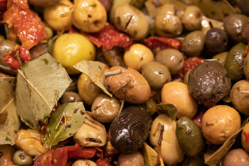 olives ready for sale on the counter