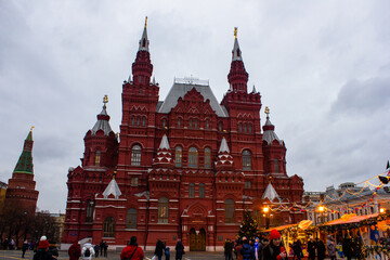 Russia. Moscow. January 2020. Historical Museum on Red Square in winter