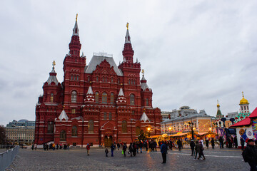 Russia. Moscow. January 2020. Historical Museum on Red Square in winter