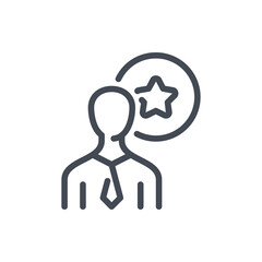 Best Employee line icon. Business Person with Star vector outline sign.