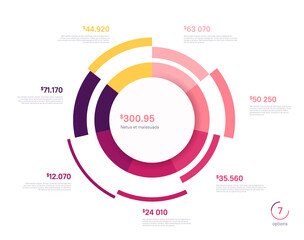 Fototapeta premium Vector circle chart design, modern template for creating infographics, presentations, reports, visualizations
