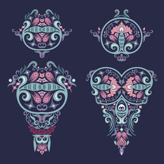 Fototapeta premium Vector ornamental nature vintage design elements