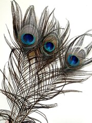 Fototapeta premium peacock feather isolated on white