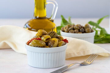 olives on a white background