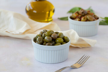 olives on a white background