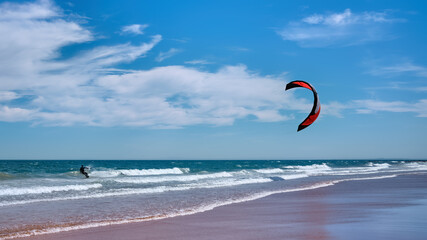 Kite surfing on Brora beach in the Highlands