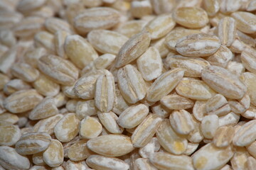 pearl barley. Organic pearl barley porridge is poured in bulk for the background.