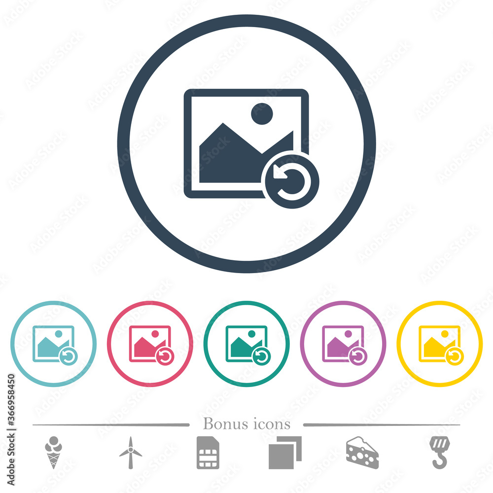 Poster image rotate left flat color icons in round outlines
