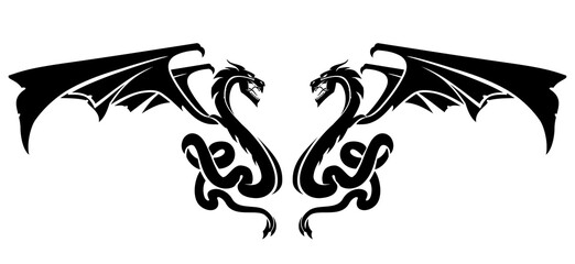 Two Black Dragons Design Emblem