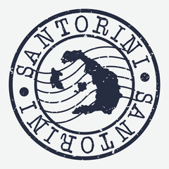 Santorini Greece Stamp Postal. Map Silhouette Seal. Passport Round Design. Vector Icon. Design Retro Travel. - obrazy, fototapety, plakaty