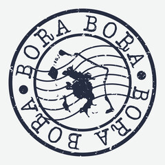 Bora Bora Polynesia Stamp Postal. Map Silhouette Seal. Passport Round Design. Vector Icon. Design Retro Travel.