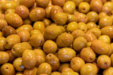 olives ready for sale on the counter